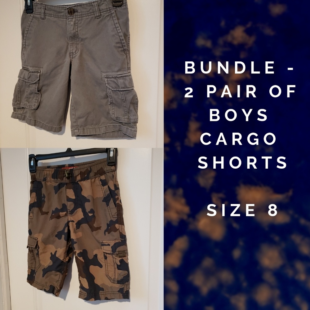 2 Pair Boys Cargo Shorts - Size 8